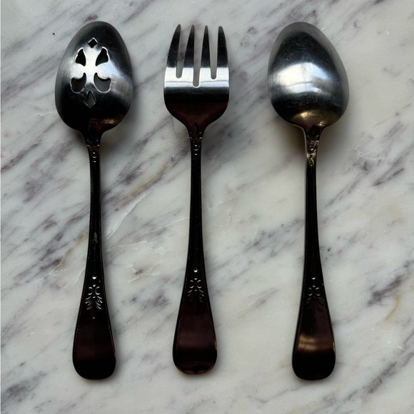 Vintage (VTG) set of 3 Sabatier china buffet serving utensils - Picture 2 of 13